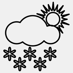Icon snowing with sun. Weather elements symbol. Icons in line style. Good for prints, web, smartphone app, posters, infographics, logo, sign, etc.