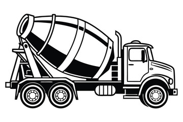 Vector illustration of a dump truck with a bucket, used for transportation and construction, featuring a heavy-duty design and cargo capacity