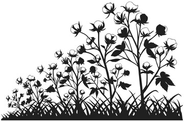 Black and white floral vector pattern design features flower silhouettes and leaf elements on a textured background