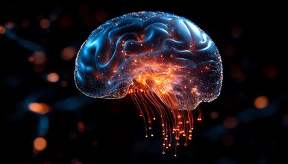 Fototapeta premium Glowing human brain, neural network concept