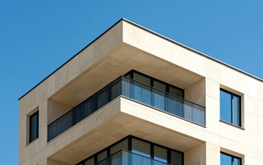 Modern Beige Building Exterior with Balconies