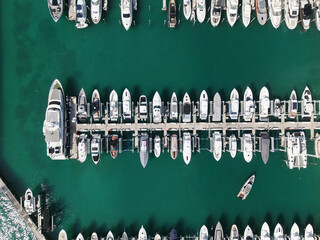 South pointe Miami marina with luxury yacht. Summer vacation. Luxury South beach marina. Luxury...