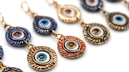 Turkish evil eye charms isolated on white background