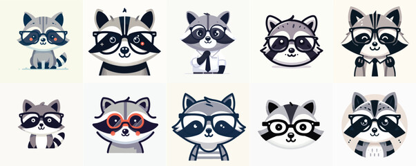 skunk vector wearing glasses