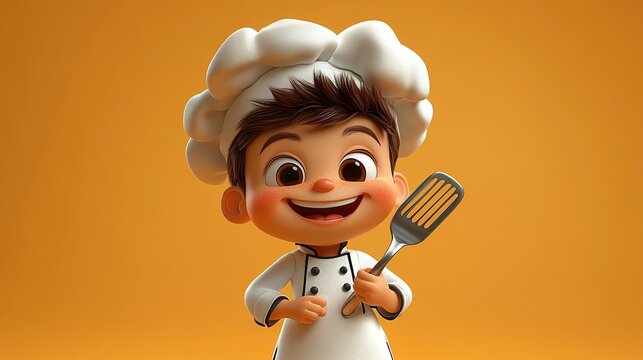 Cartoon chef character holding spatula