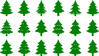 Obraz premium Christmas tree icon set. Vector illustration of pine silhouette. vector set