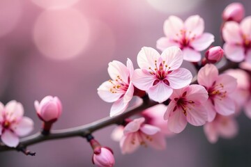 Obraz premium Delicate pink cherry blossoms, soft petals, gentle branches , petal, delicate, pattern