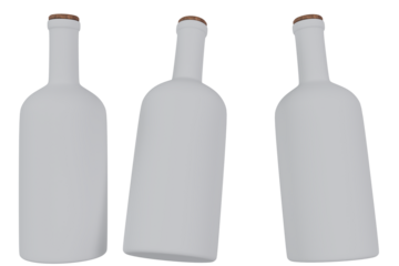 Three blank bottles, various angles