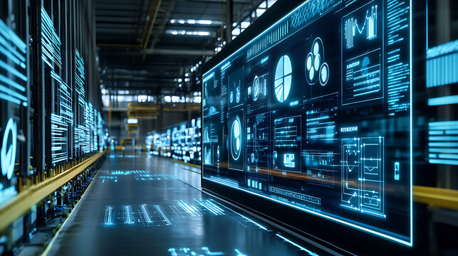 An AI driven supply chain management system forecasting demand trends and optimizing logistics to reduce costs and improve delivery times, Business technology style, photo of