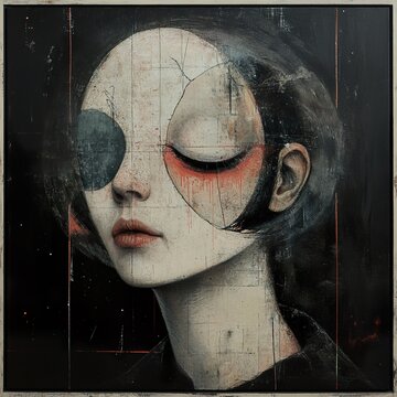 Mysterious Woman Portrait: Dark, Surreal Art