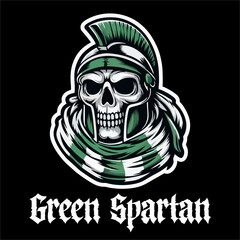 Fototapeta premium Vector of Skull head Spartan army in line drawing