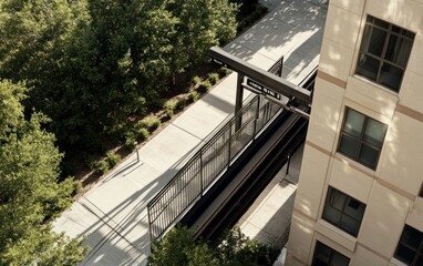 Modern Pedestrian Bridge Connecting Building and