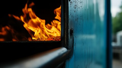 Fototapeta premium Fiery Embers Glow in Rustic Outdoor Oven.