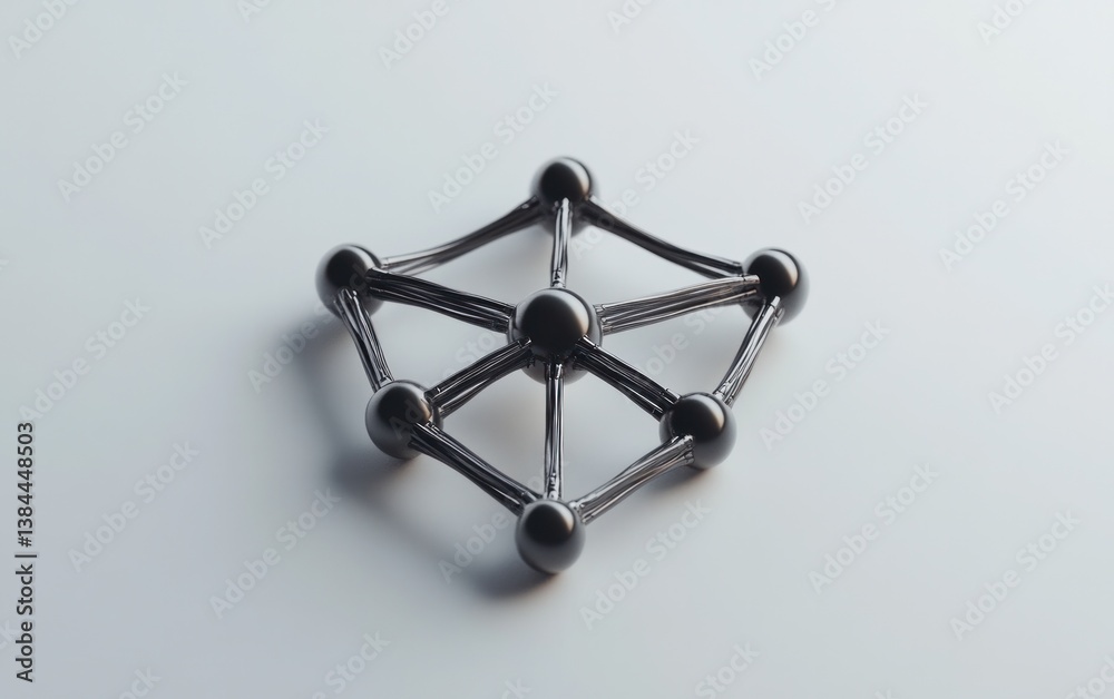 Poster abstract metallic network structure 3d rendering