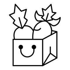 Happy Grocery Bag Cartoon