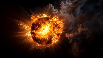Obraz premium Fiery Planet Cosmic Inferno with Burning World.