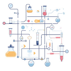 collection of modern vitamin, supplement, and pharmaceutical illustrations, showcasing production, packaging, usage, and health benefits for commercial and educational use.