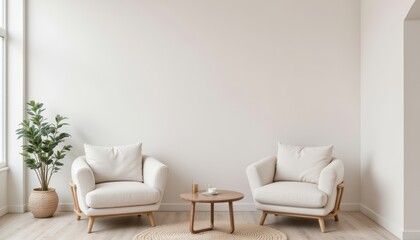 The minimalist Scandinavian interior design features clean lines, neutral colors, and natural materials
