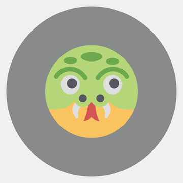 Icon snake face. Chinese Zodiac elements. Icons in color mate style. Good for prints, posters, logo, advertisement, decoration,infographics, etc.