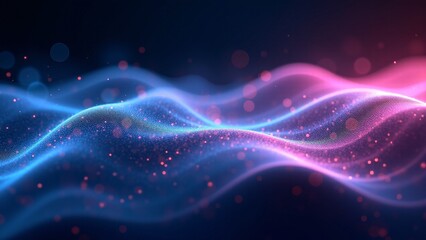 Obraz premium Abstract Wavy Particle Flow, Blue And Pink