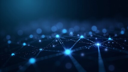 Fototapeta premium Abstract Network Connection Glowing Nodes, Blue