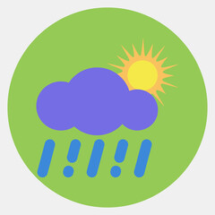 Icon rain with sun. Weather elements symbol. Icons in color mate style. Good for prints, web, smartphone app, posters, infographics, logo, sign, etc.