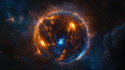 Fiery Planet in Cosmic Nebula