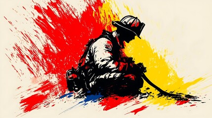 Firefighters Reflection Courage with Sacrifice, and Abstract Art.