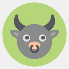 Icon ox face. Chinese Zodiac elements. Icons in color mate style. Good for prints, posters, logo, advertisement, decoration,infographics, etc.