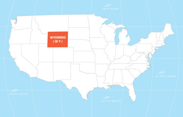 Obraz premium Wyoming USA Map Blue Globe