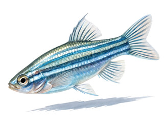 Zebrafish (Danio rerio) Side View - Isolated PNG on Transparent Background