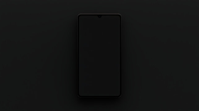A black cell phone is shown on a black background - Powered by Adobe