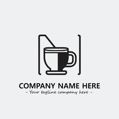 Cup illustration black and white for logo company vector image
