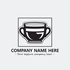 Cup illustration black and white for logo company vector image
