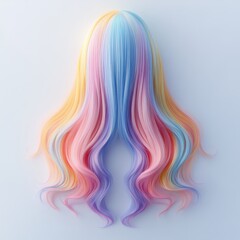 Fototapeta premium Colorful Pastel Hair with Flowing Waves and Bright Soft Shades