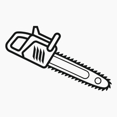 Heavy Duty Chainsaw Icon in Bold Black Silhouette