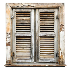 Abandoned window shutter isolated on transparent background  
