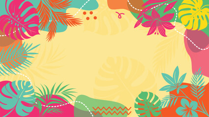Abstract colorful tropical flower summer background with copy space. summer banner design concept