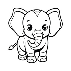Fototapeta premium Cute pink baby elephant cartoon character vector illustration with a happy smile