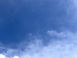 clear blue sky with pure white clouds. The sky was very clear and clouds were scattered everywhere