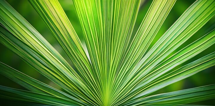 vibrant green palm leaf texture close-up hyperrealistic botanical illustration tropical background