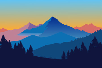 mountains in the morning