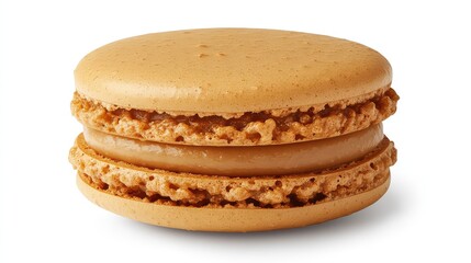 caramel macaron with textured cookie surface