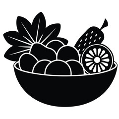 vector illustration of a bowl of fruit
