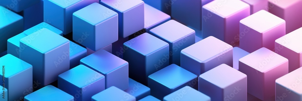 Aufkleber Monochrome cube pattern with structured spacing and minimalistic design in a futuristic setting displaying soft shadows and vibrant colors