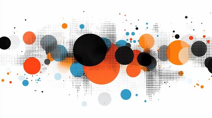 Obraz premium Abstract Geometrical Design with Dotted Halftone Background and Vibrant Circles