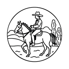 Fototapeta premium horse riding horse vector illustration outline