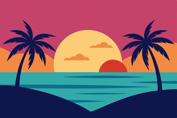 Obraz premium tropical beach with palm trees