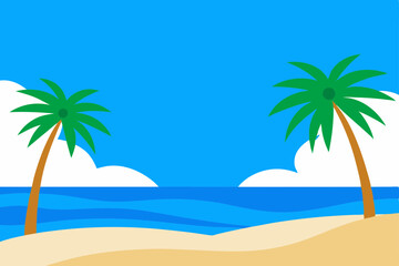 tropical beach with palm trees