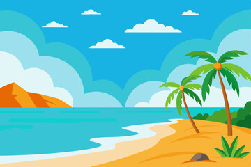 Fototapeta na wymiar tropical beach with palm trees